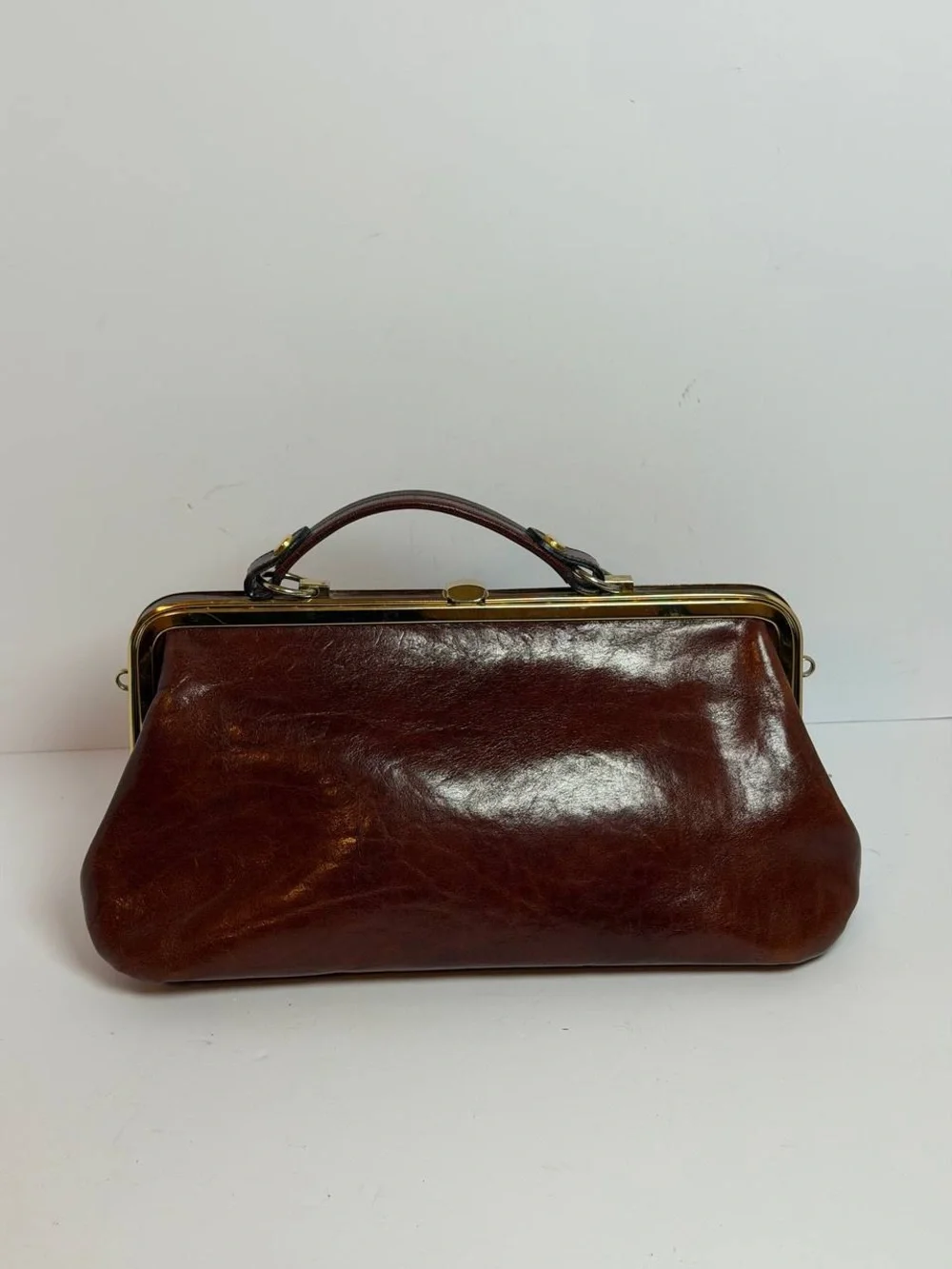 Vintage Oroton Brown Leather Doctor's Bag Style Handbag